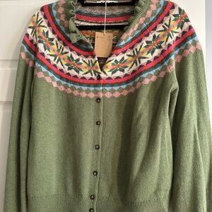 Boden Green Fair Isle Cardigan